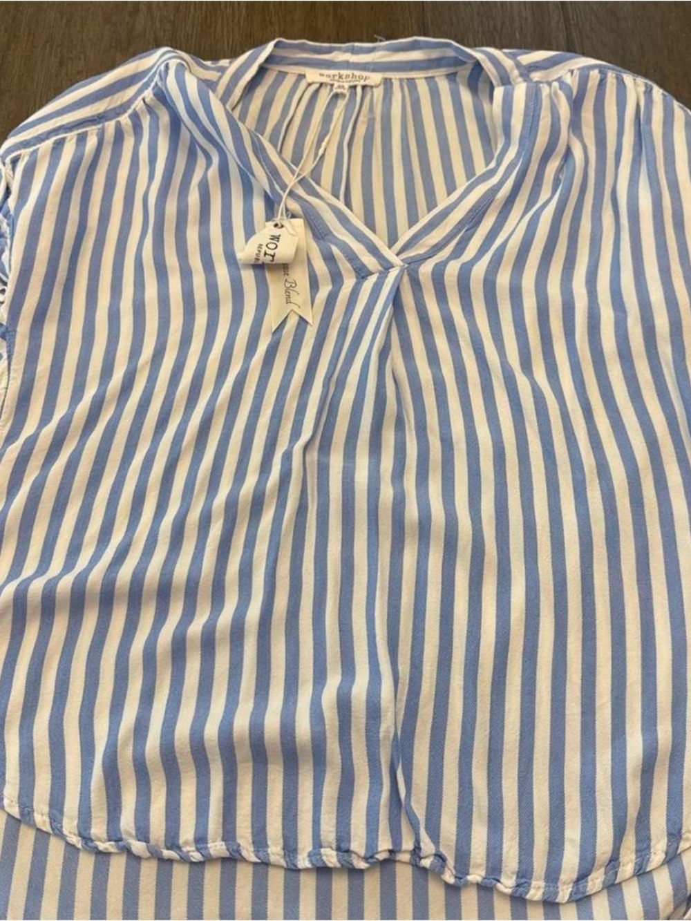 Blue & White Stripe V-Neck Shirt